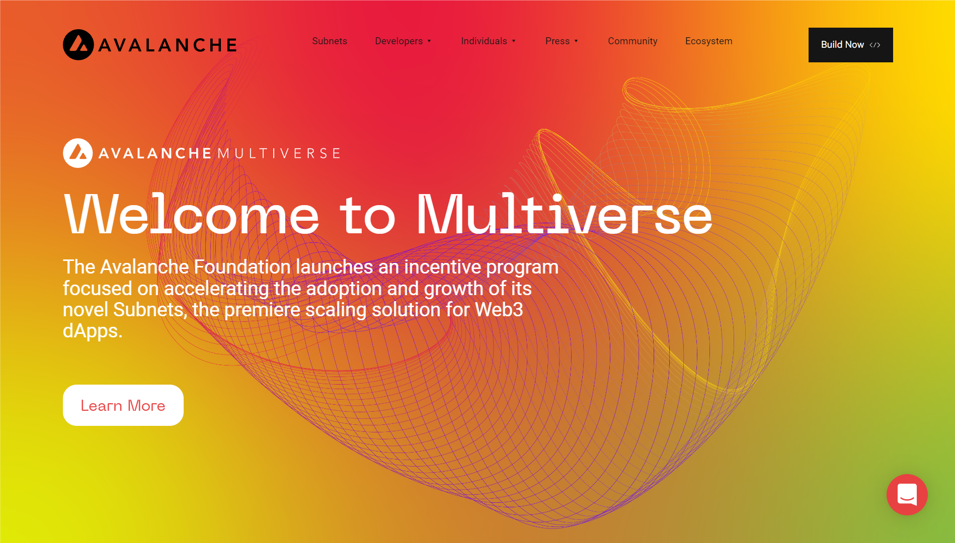 Avalanche landing page