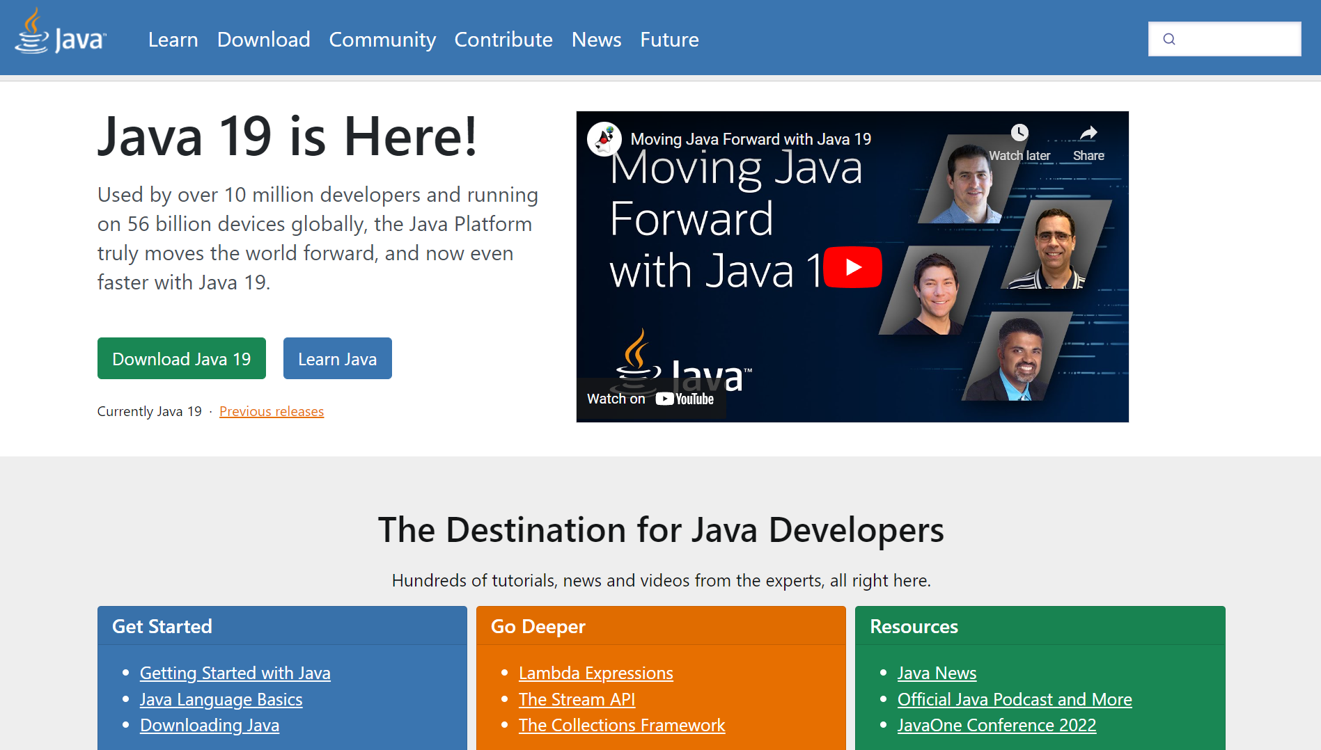 Java landing page