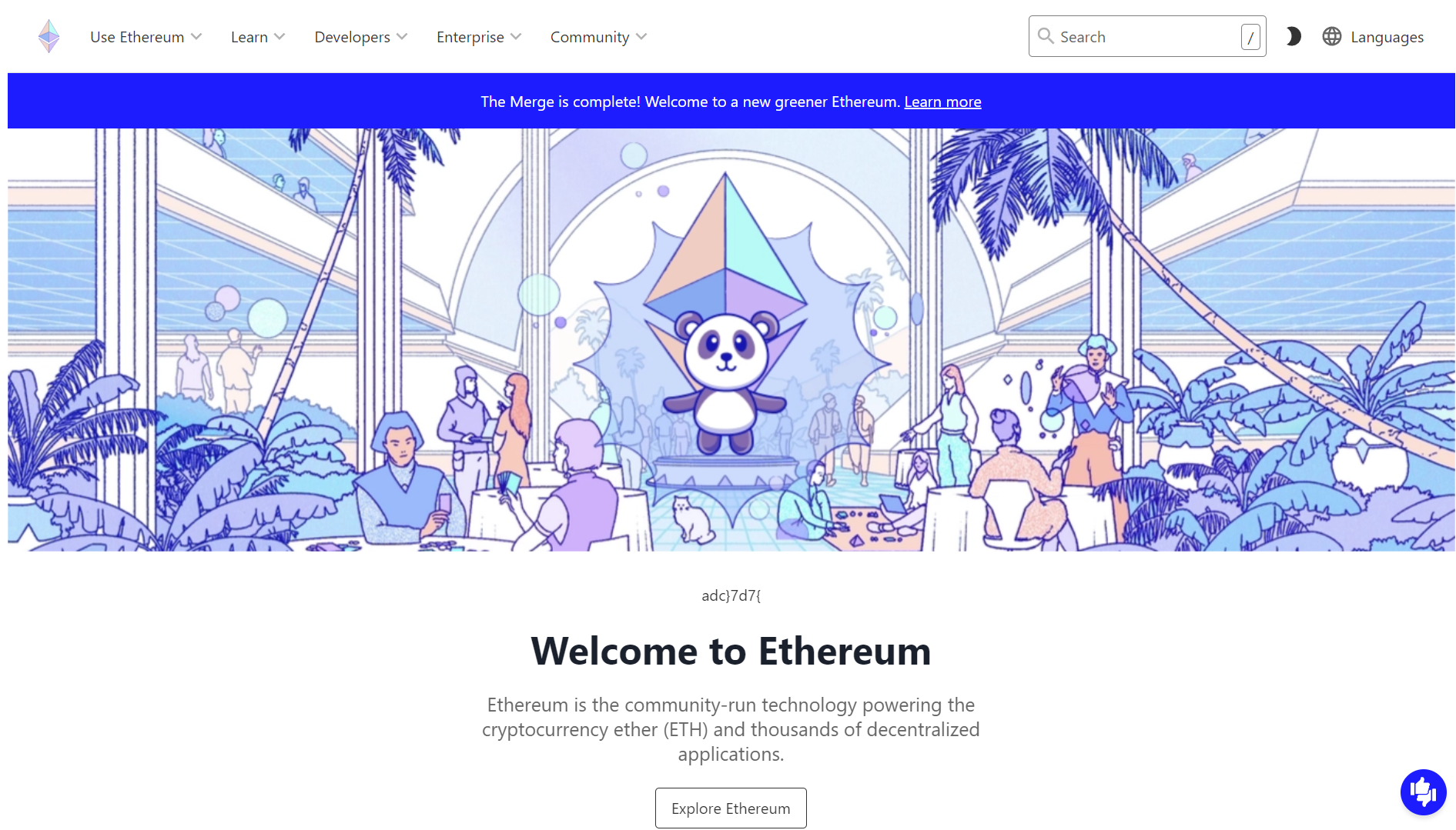 Ethereum landing page