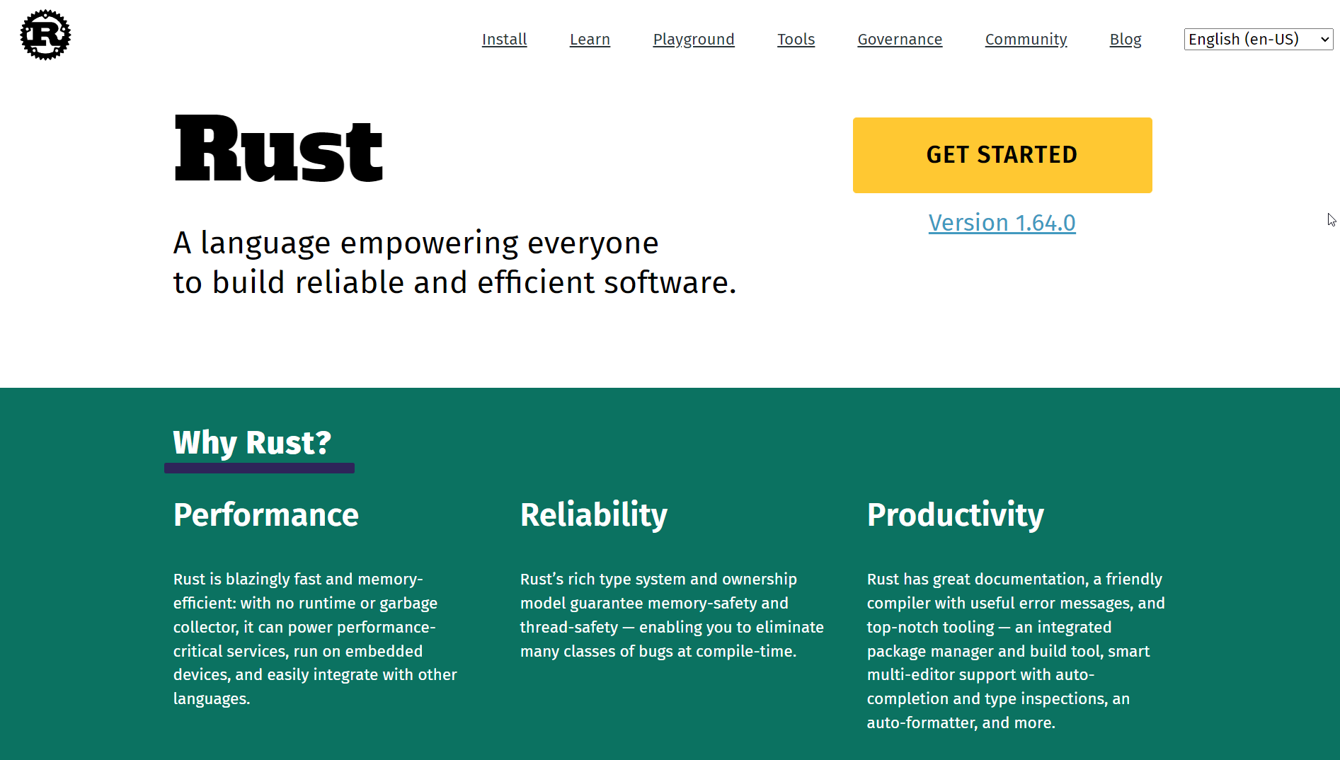 Rust landing page