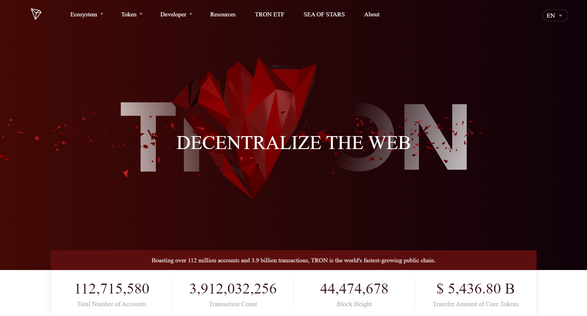 TRON landing page