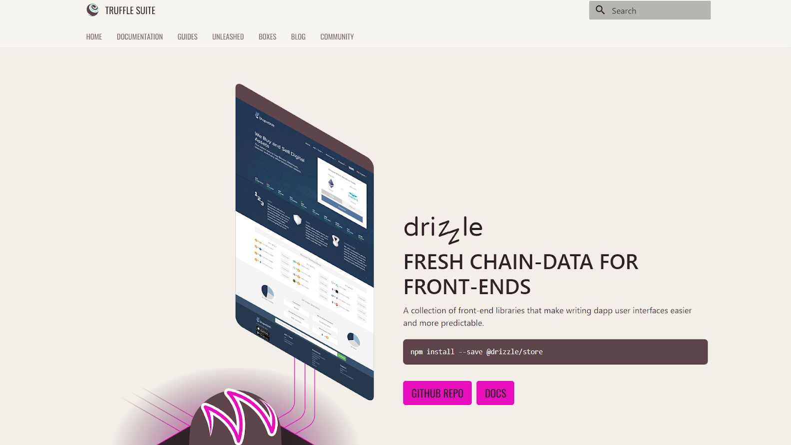 Drizzle homepage from Truffle
