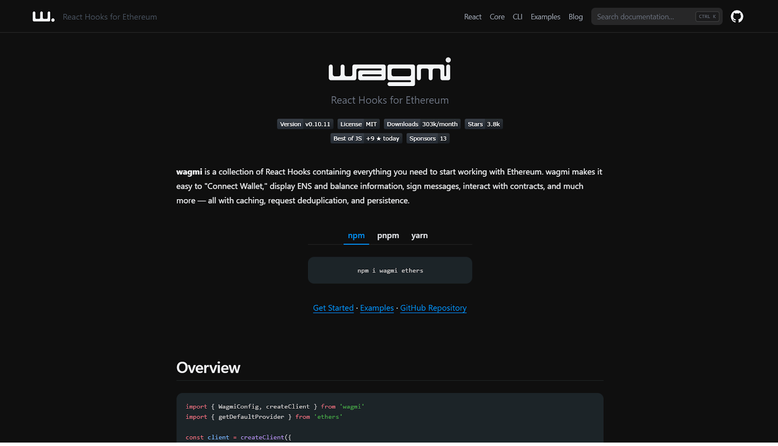 Wagmi homepage