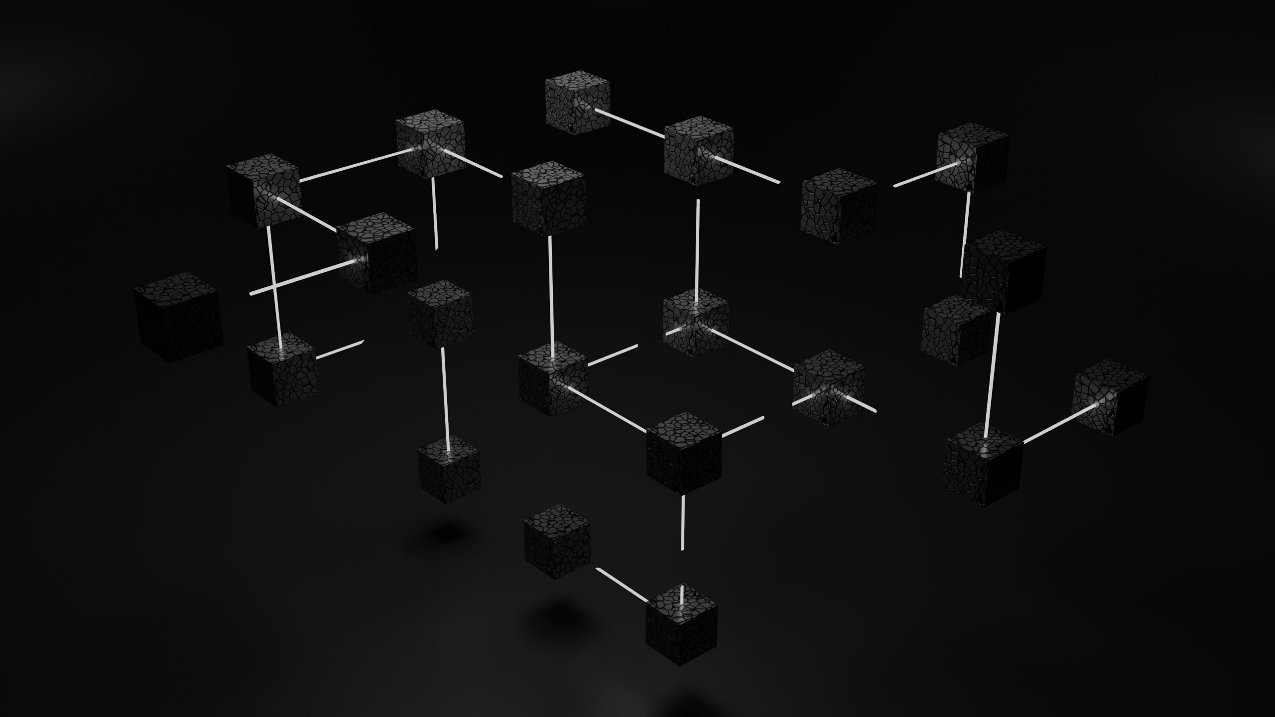 Black blocks in a dark virtual space