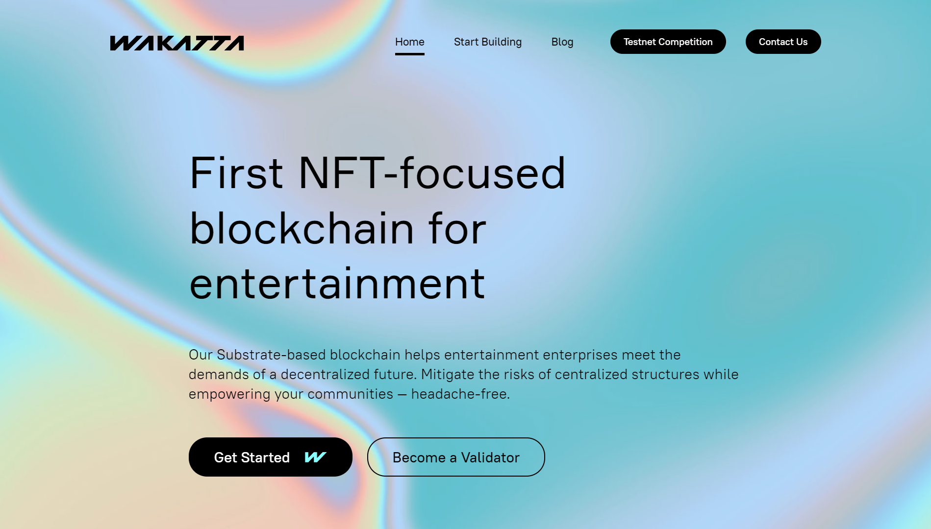 Wakatta blockchains homepage - jan 2023