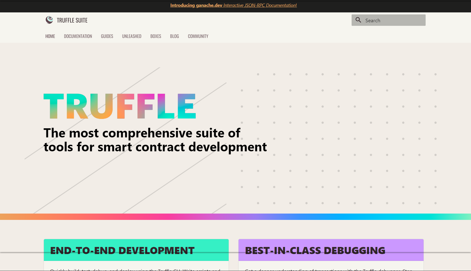 The truffle suite homepage