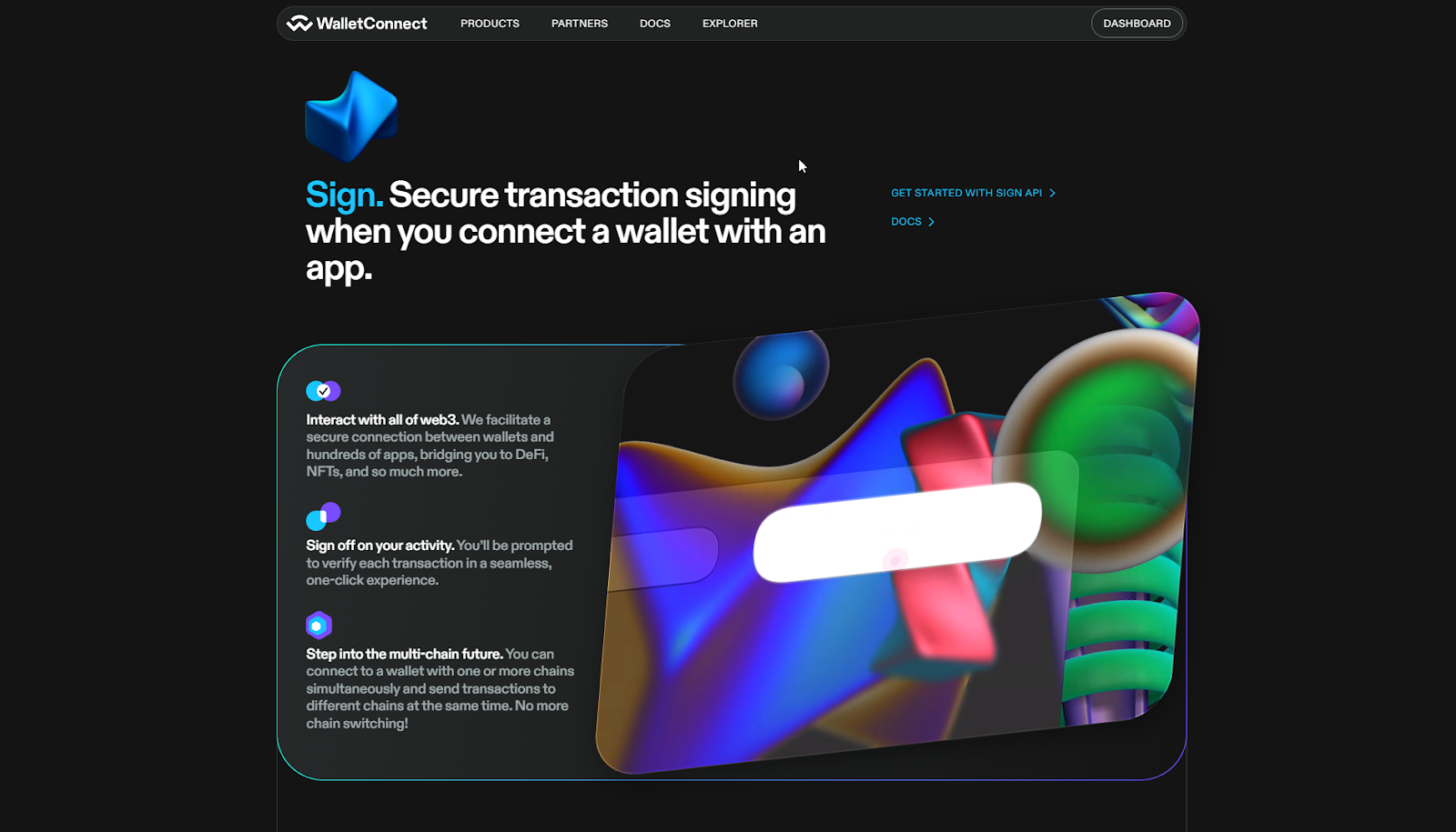 Wallet Connect Sign homepage