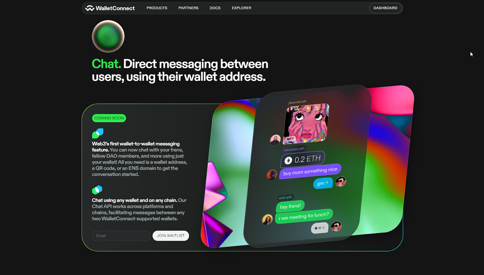 Wallet Connect Chat homepage